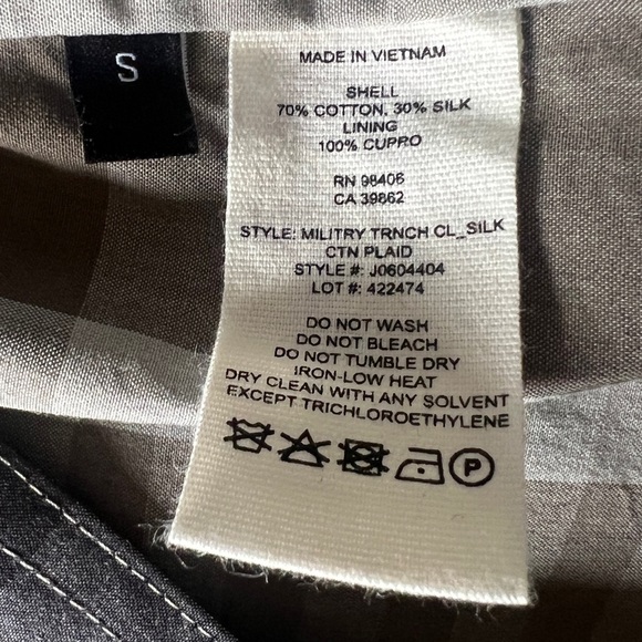 Theory Plaid Cotton & Silk Open Front Trench Coat size S - Picture 5 of 7